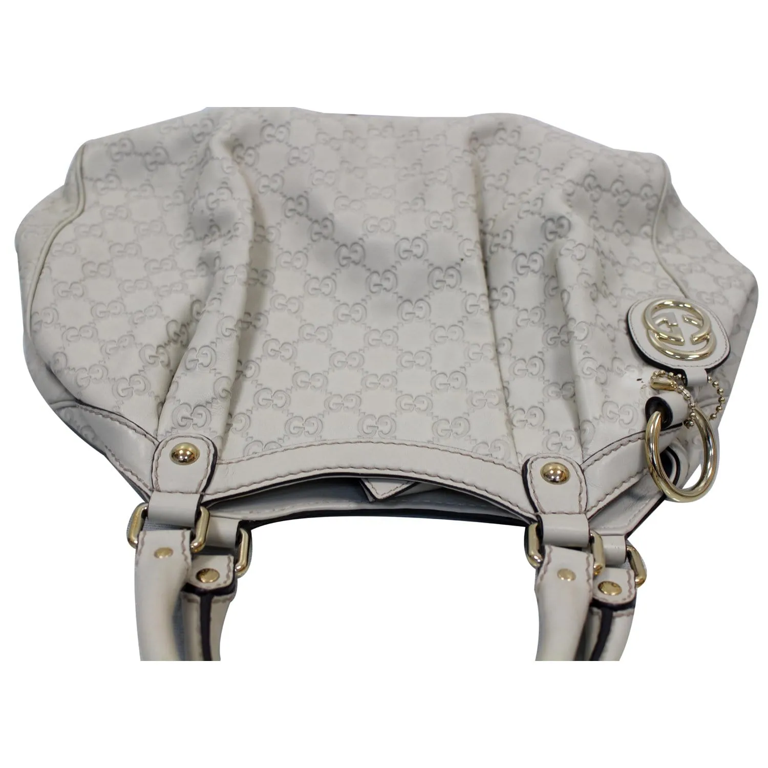 GUCCI Sukey Medium Guccissima Leather Tote Bag White 211944