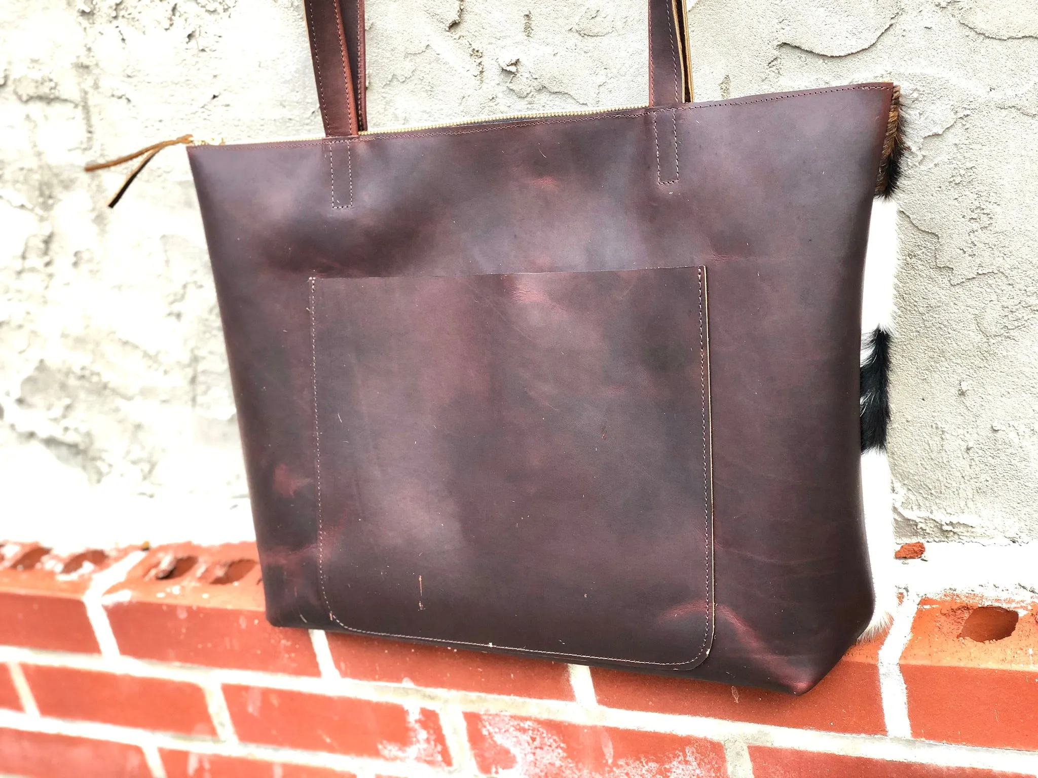 Hair on Leather Bag / Cow hide tote
