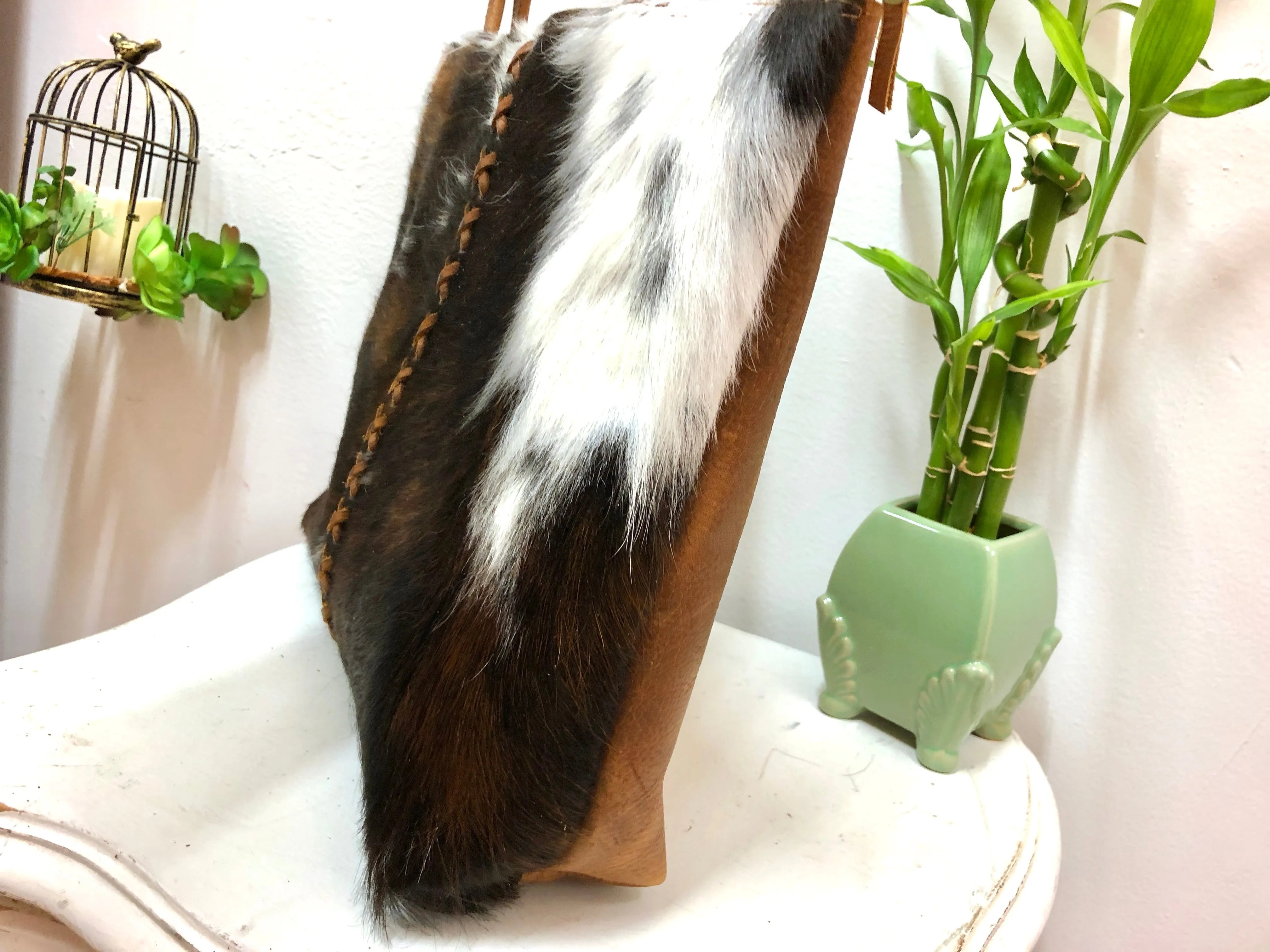 Hair on Leather Bag / Cow hide tote
