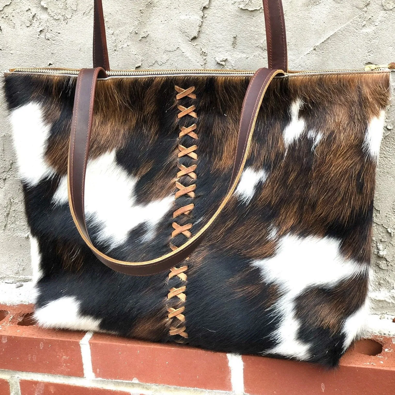Hair on Leather Bag / Cow hide tote