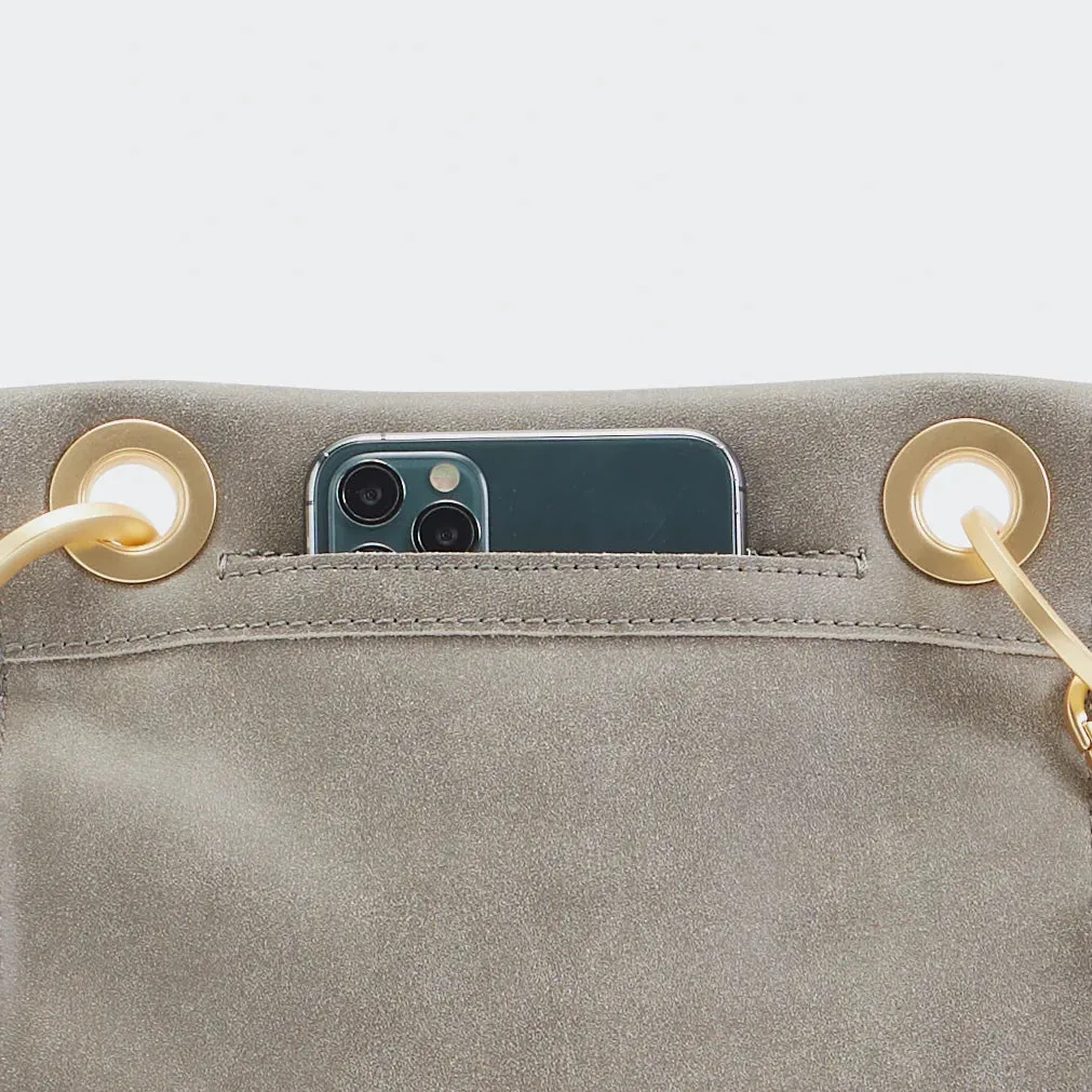 Hammitt Tony Small Pewter/Brushed Gold Red Zip Leather Crossbody