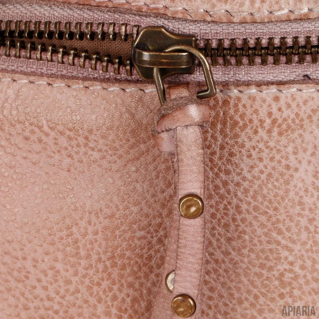 Hand Crocheted Leather Bucket Bag