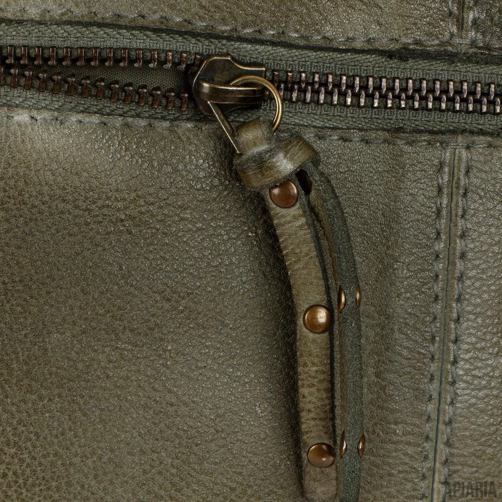 Hand Crocheted Leather Bucket Bag
