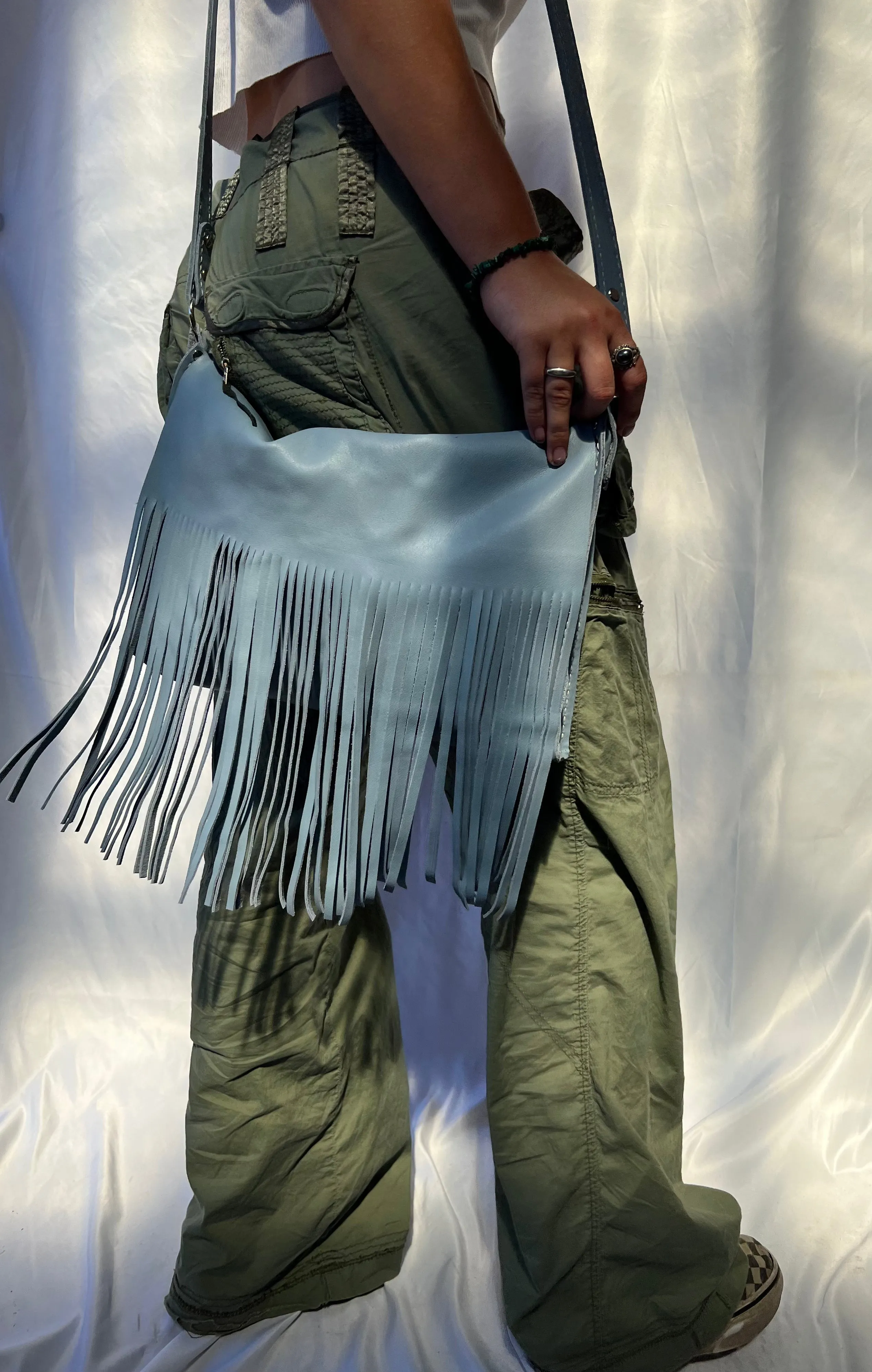 Handcrafted Fringe Leather Tote Bag