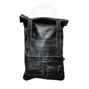 Handcrafted Moroccan Artisanal Backpack, Spacious Travel Leather Bag