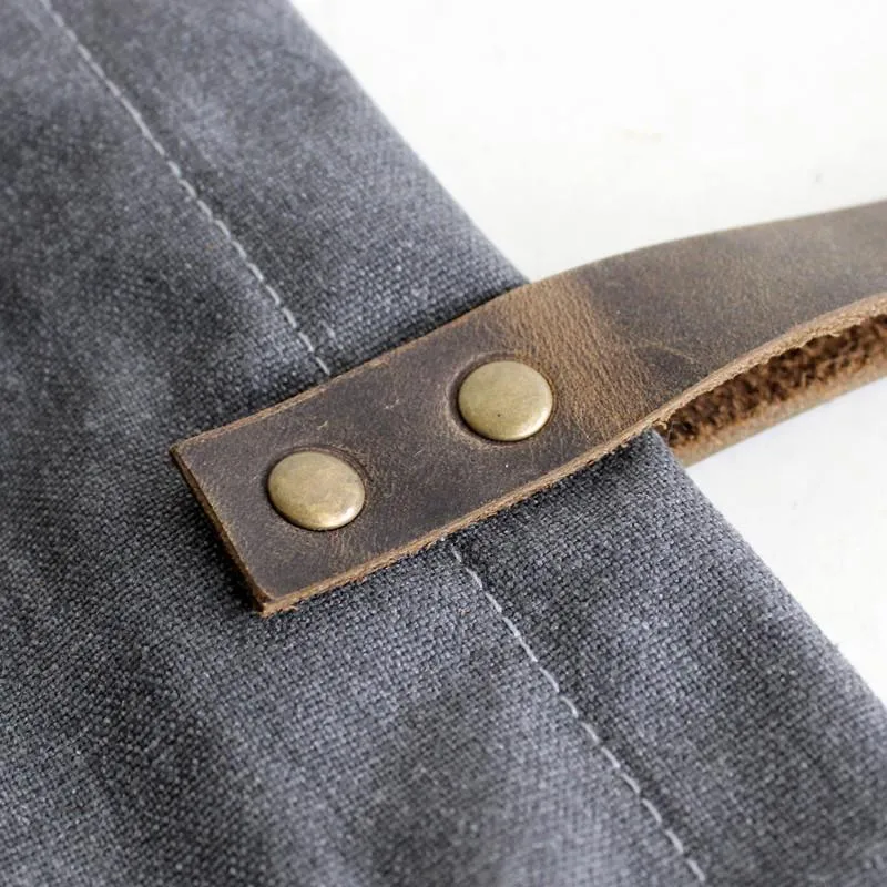 Handmade Canvas Tote Bag, Shoulder Bag With Leather Handle, School Bag