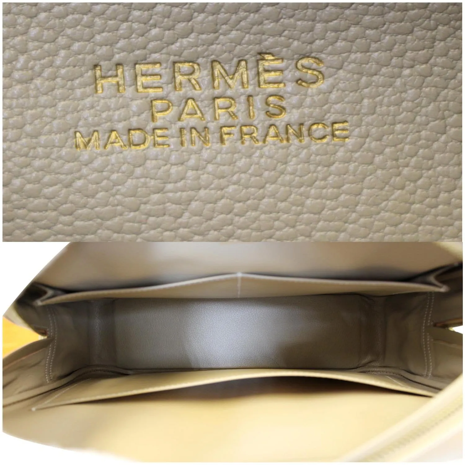 HERMES Plume Swift Calfskin Leather Shoulder Bag Beige
