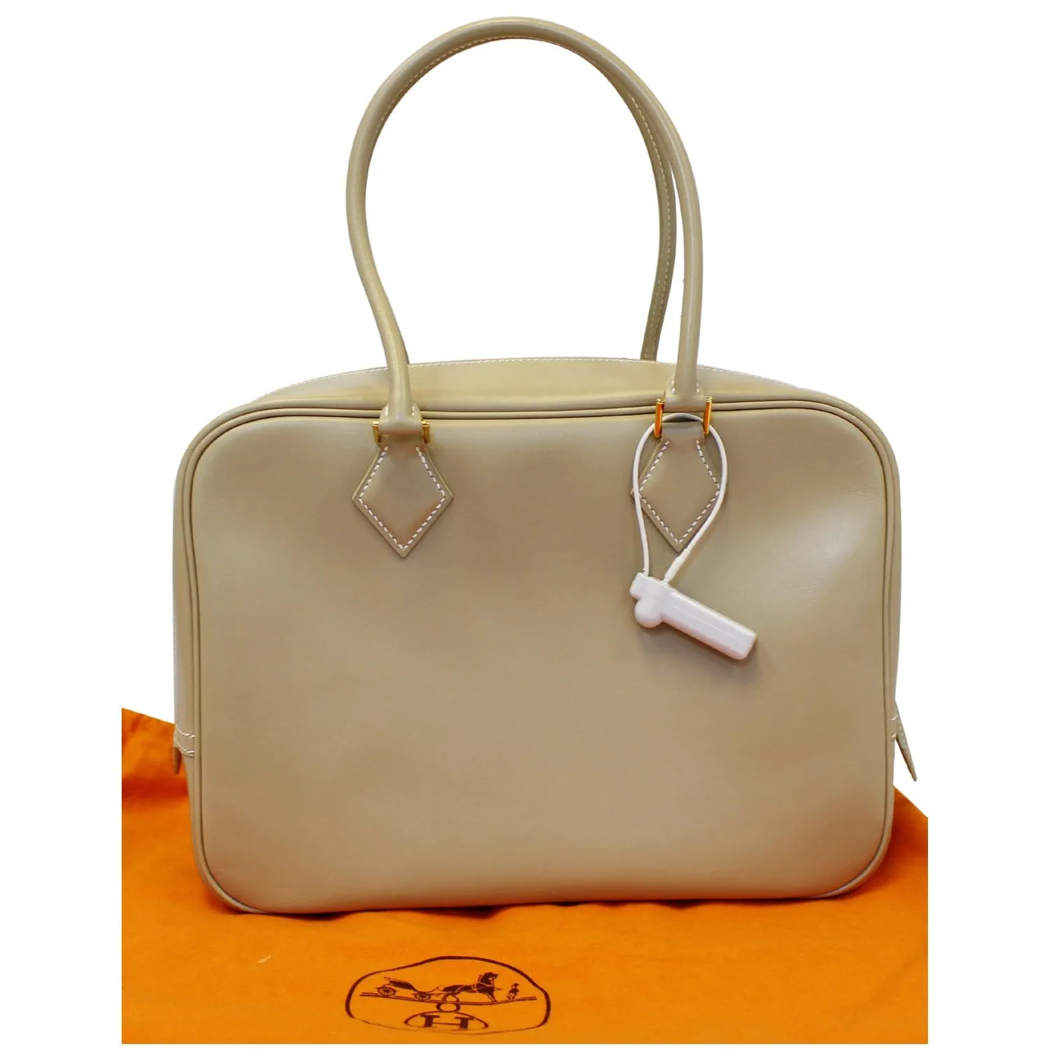 HERMES Plume Swift Calfskin Leather Shoulder Bag Beige