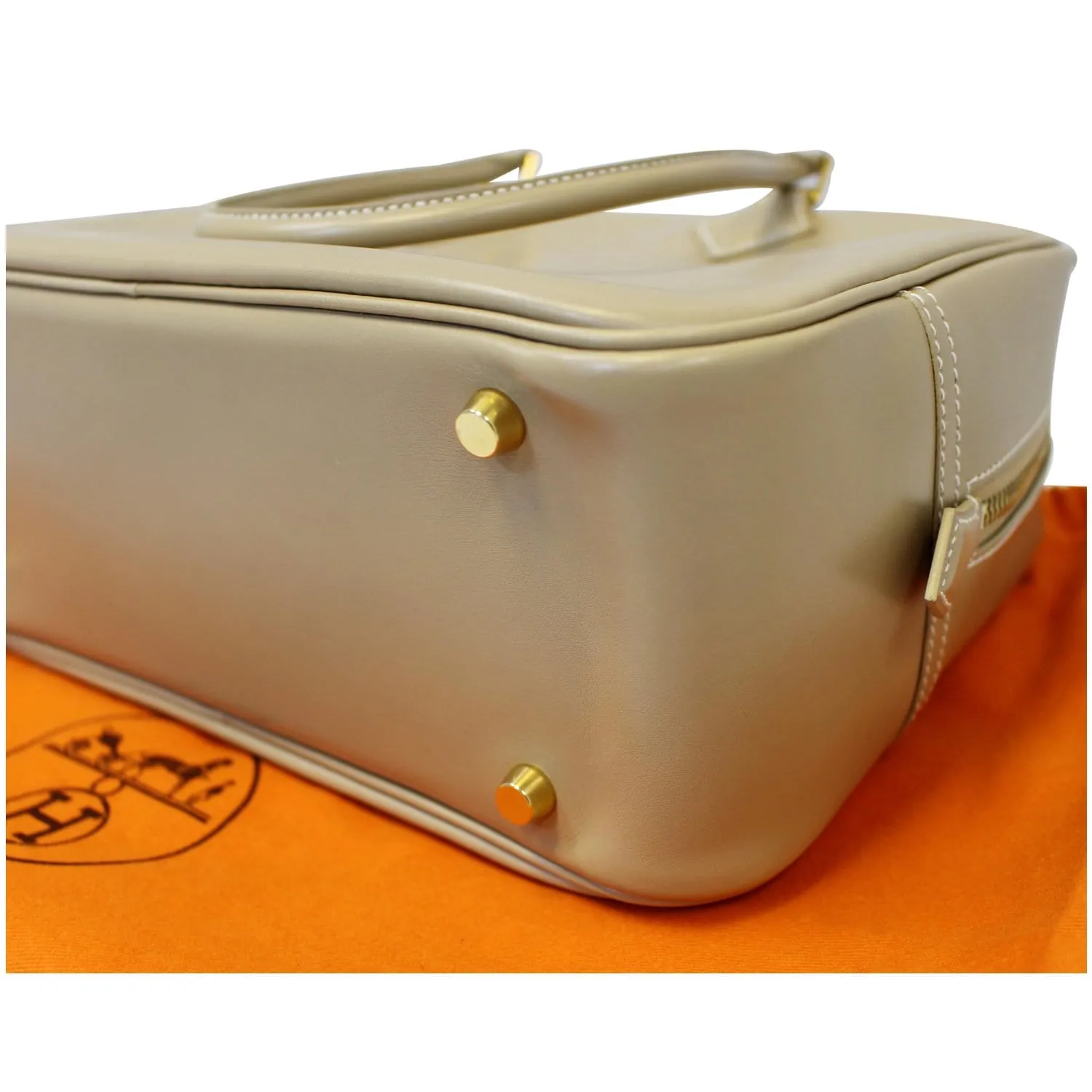 HERMES Plume Swift Calfskin Leather Shoulder Bag Beige