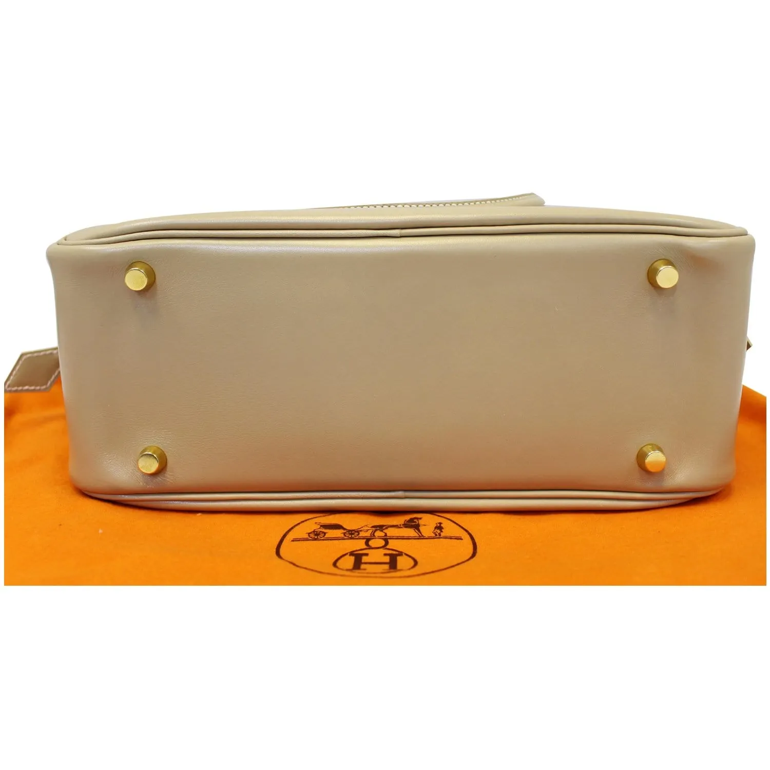 HERMES Plume Swift Calfskin Leather Shoulder Bag Beige