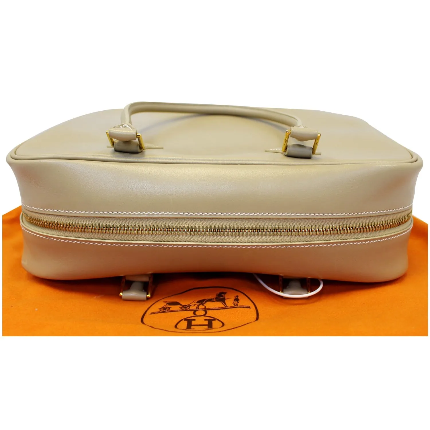 HERMES Plume Swift Calfskin Leather Shoulder Bag Beige