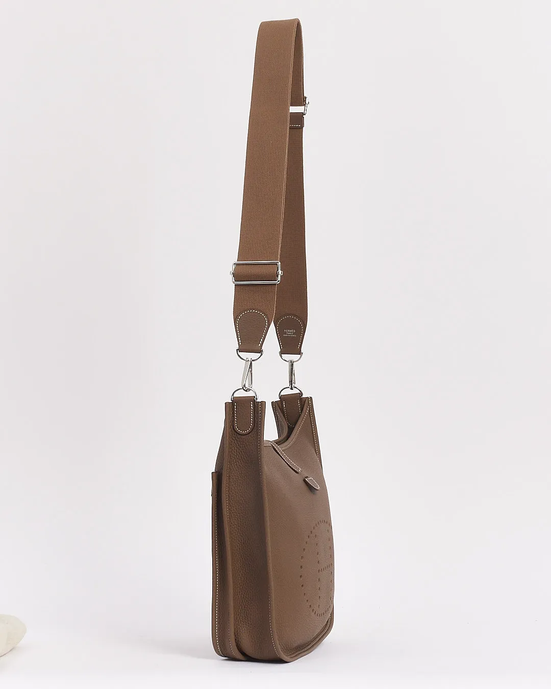 Hermès Etoupe Clémence Leather Evelyne III PM Bag
