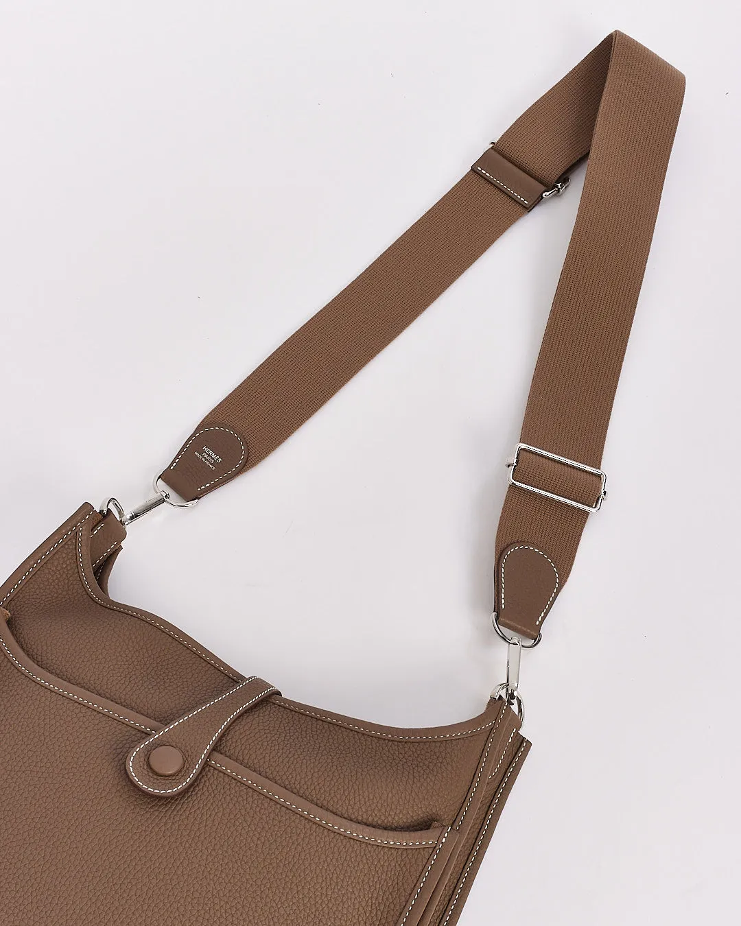 Hermès Etoupe Clémence Leather Evelyne III PM Bag