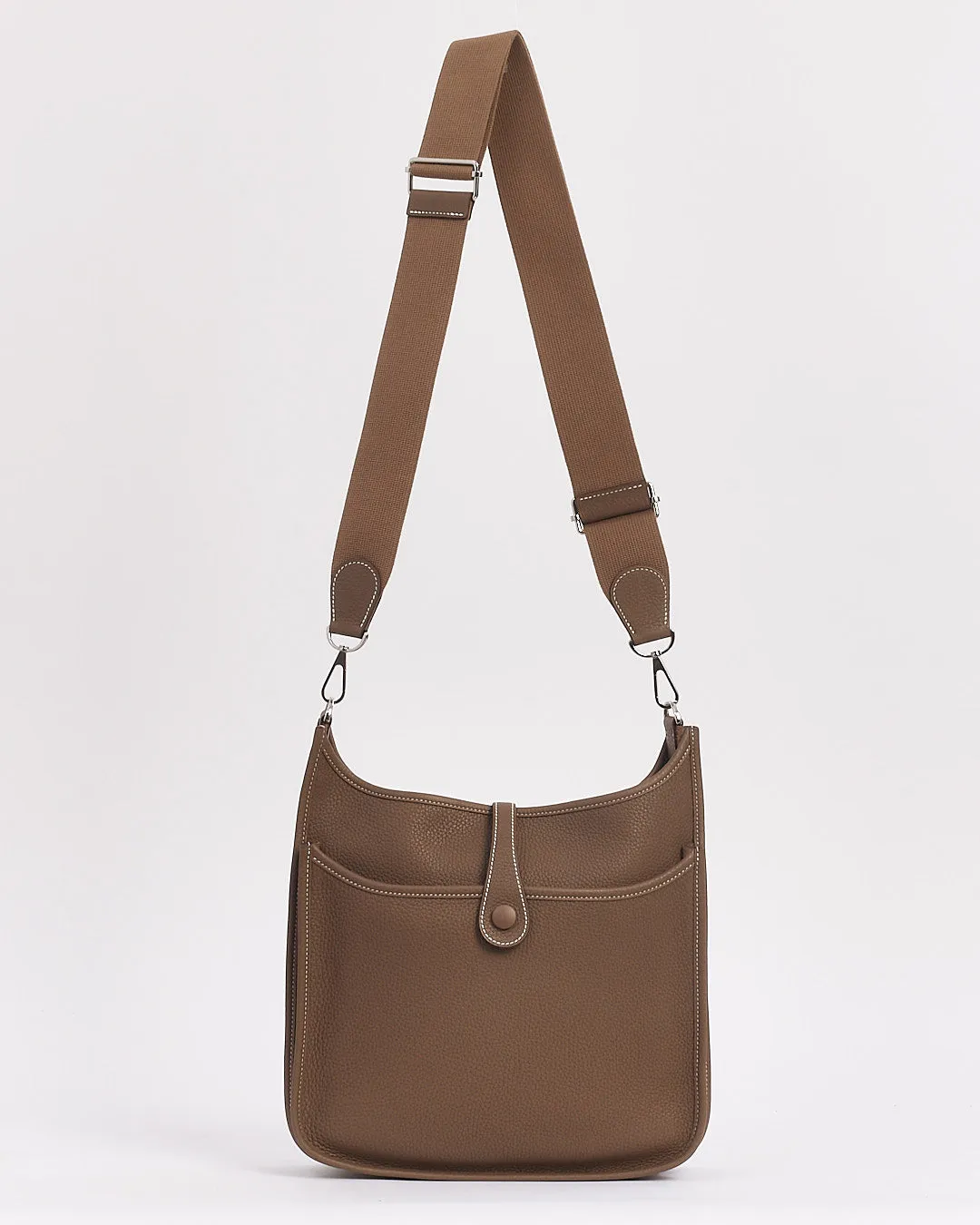Hermès Etoupe Clémence Leather Evelyne III PM Bag