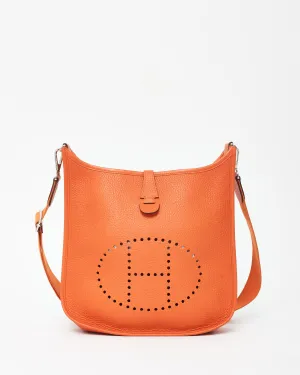 Hermès Orange Leather Evelyne PM Crossbody Bag