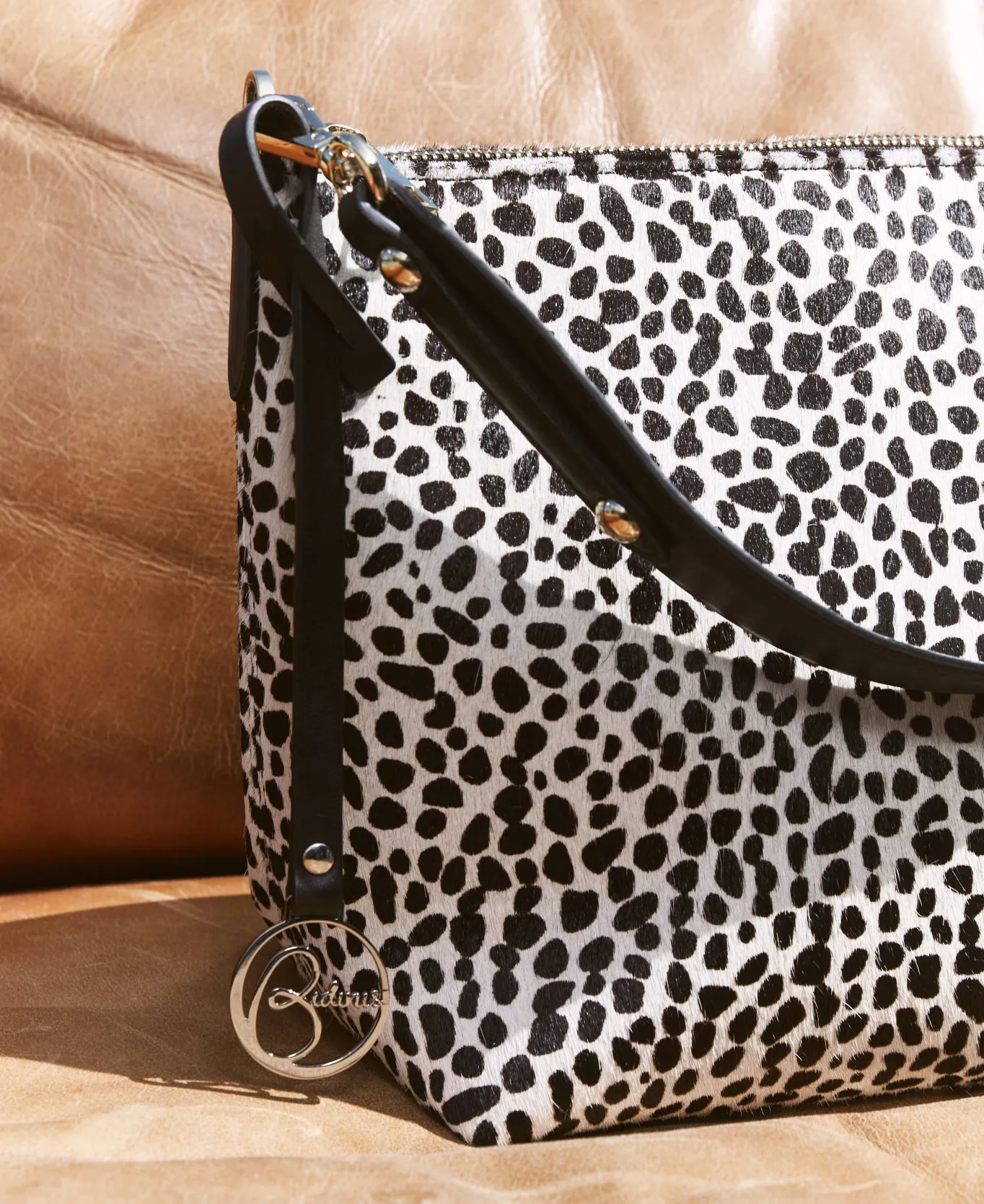 Hobo bag Calf Hair Leopard black and white