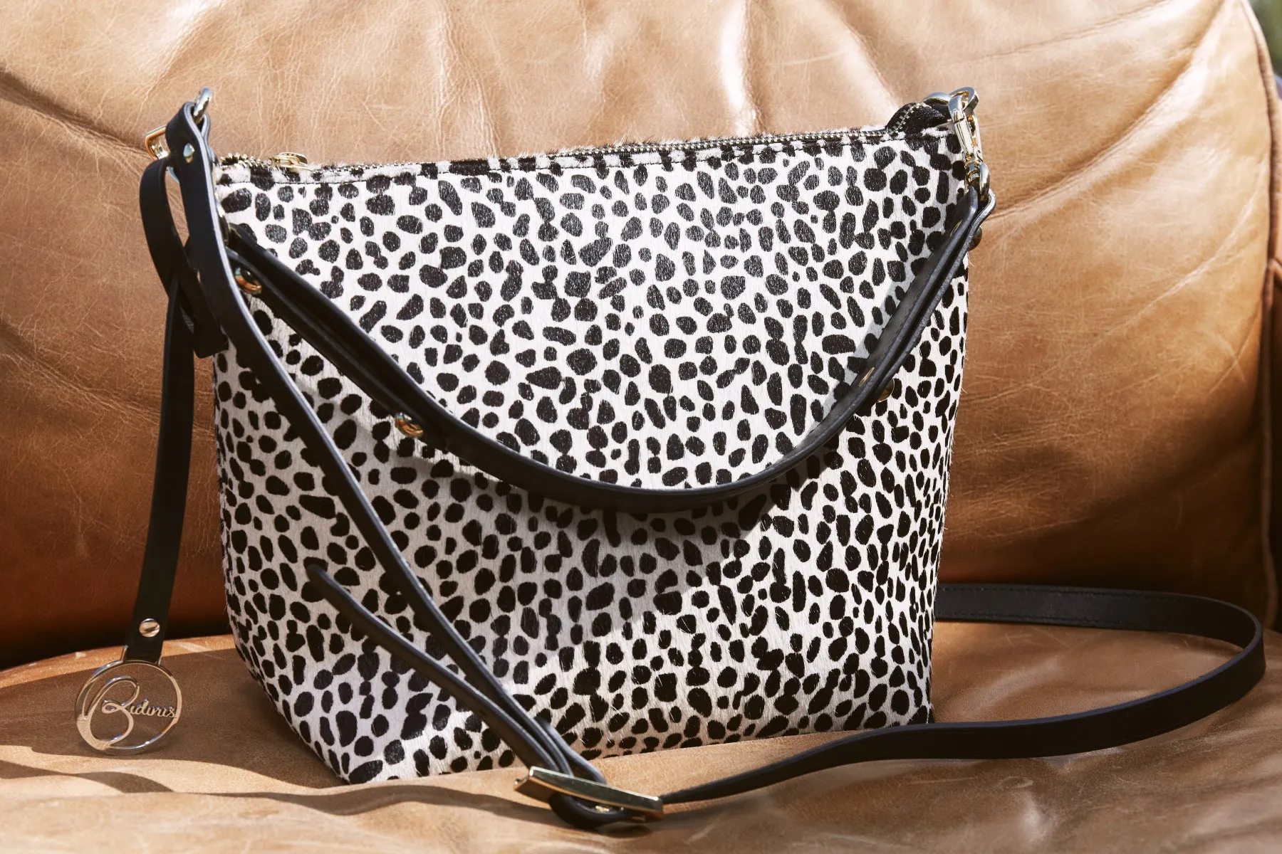 Hobo bag Calf Hair Leopard black and white