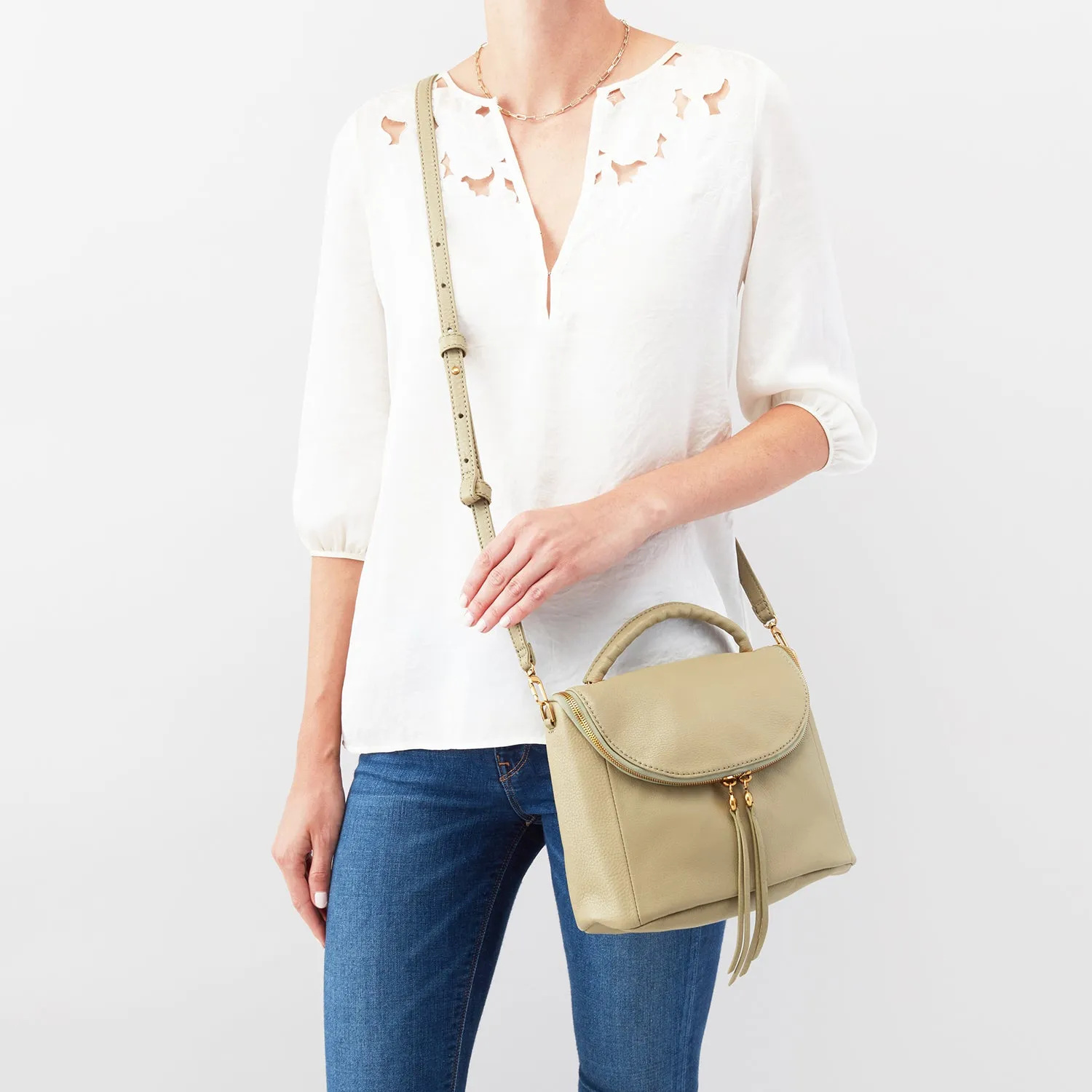 Hobo Fern Satchel Cactus Velvet Hide Leather