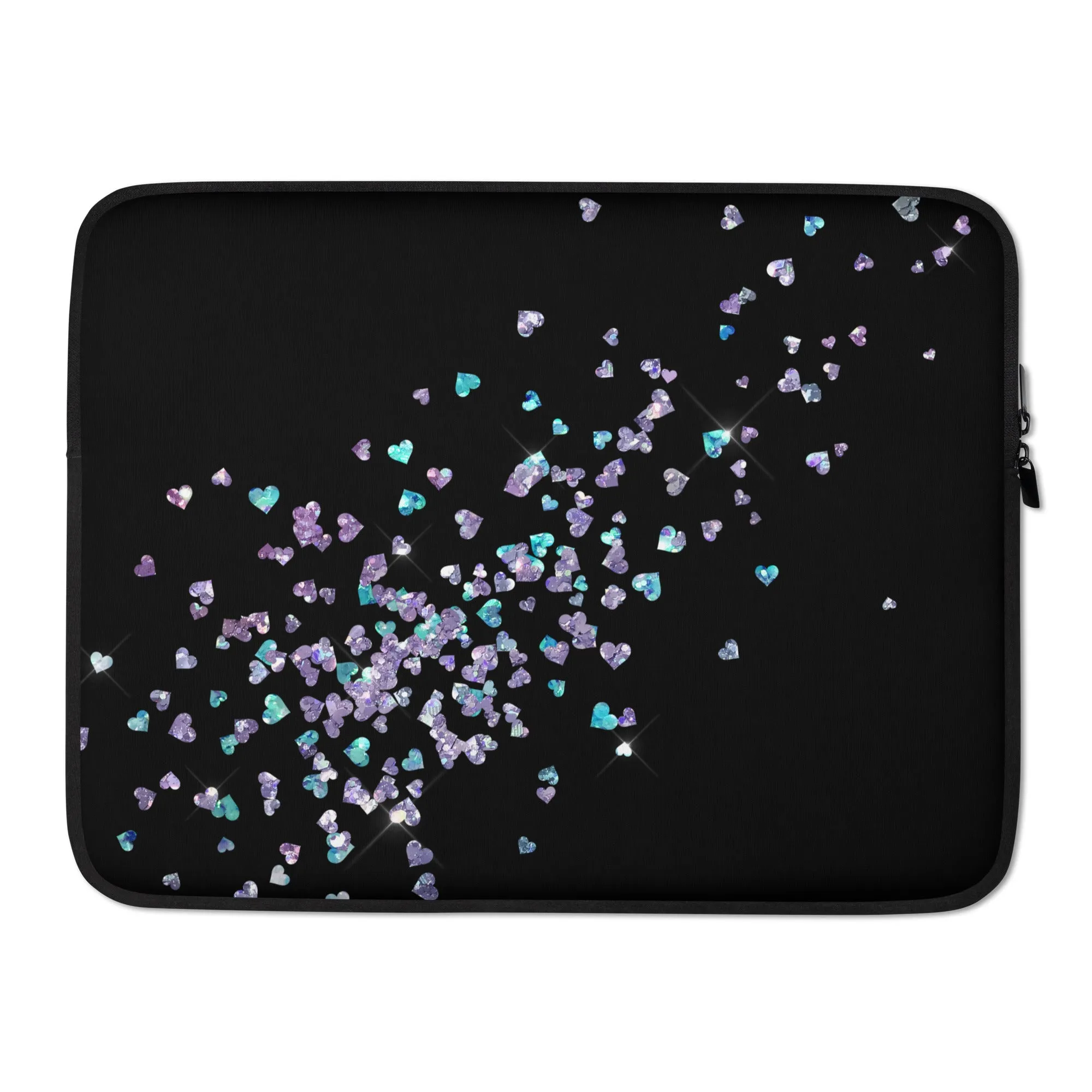 Holographic Heart Glitter Effect Laptop Sleeve