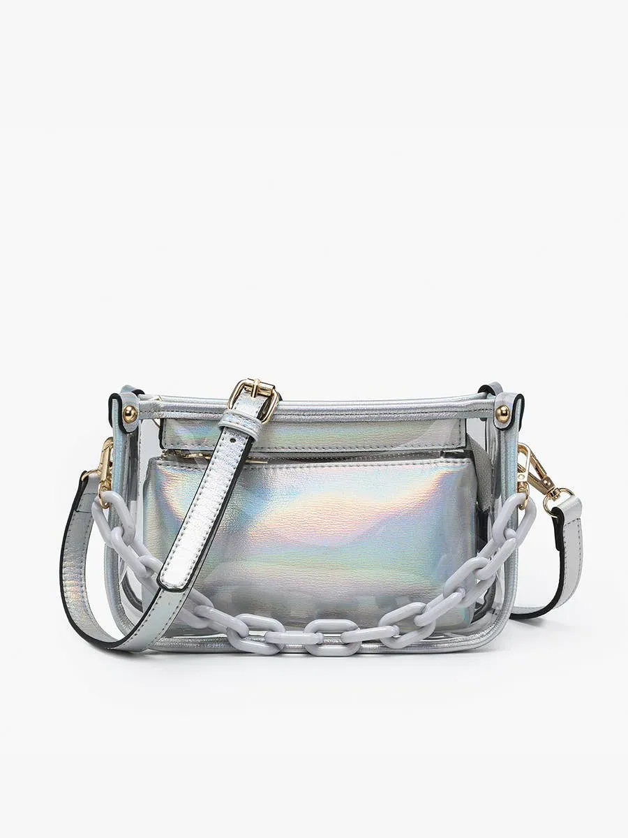 Holographic Jessica Clear Crossbody w/ Chain