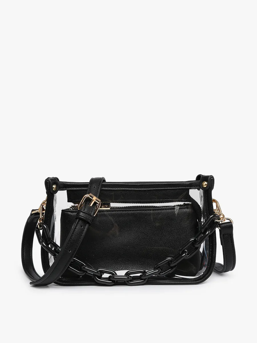 Holographic Jessica Clear Crossbody w/ Chain