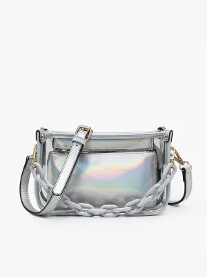 Holographic Jessica Clear Crossbody w/ Chain