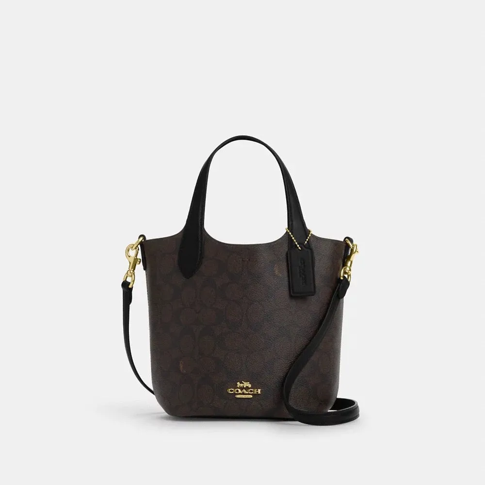 [INCOMING ETA 30 DAYS] COACH Hanna Bucket Bag In Signature Canvas in Walnut/Black (CAF16)