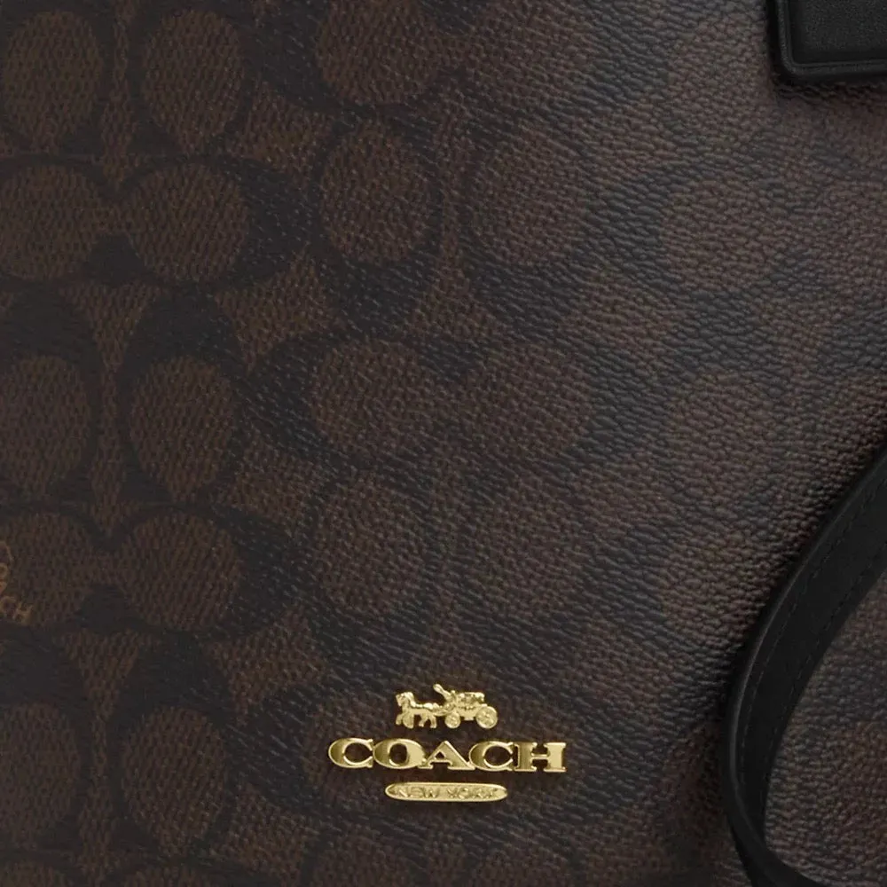 [INCOMING ETA 30 DAYS] COACH Hanna Bucket Bag In Signature Canvas in Walnut/Black (CAF16)