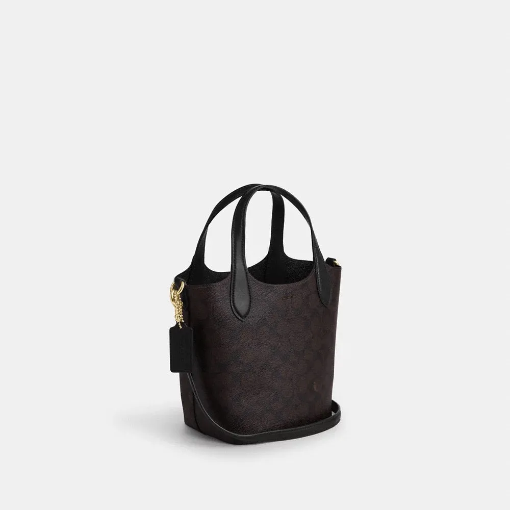 [INCOMING ETA 30 DAYS] COACH Hanna Bucket Bag In Signature Canvas in Walnut/Black (CAF16)