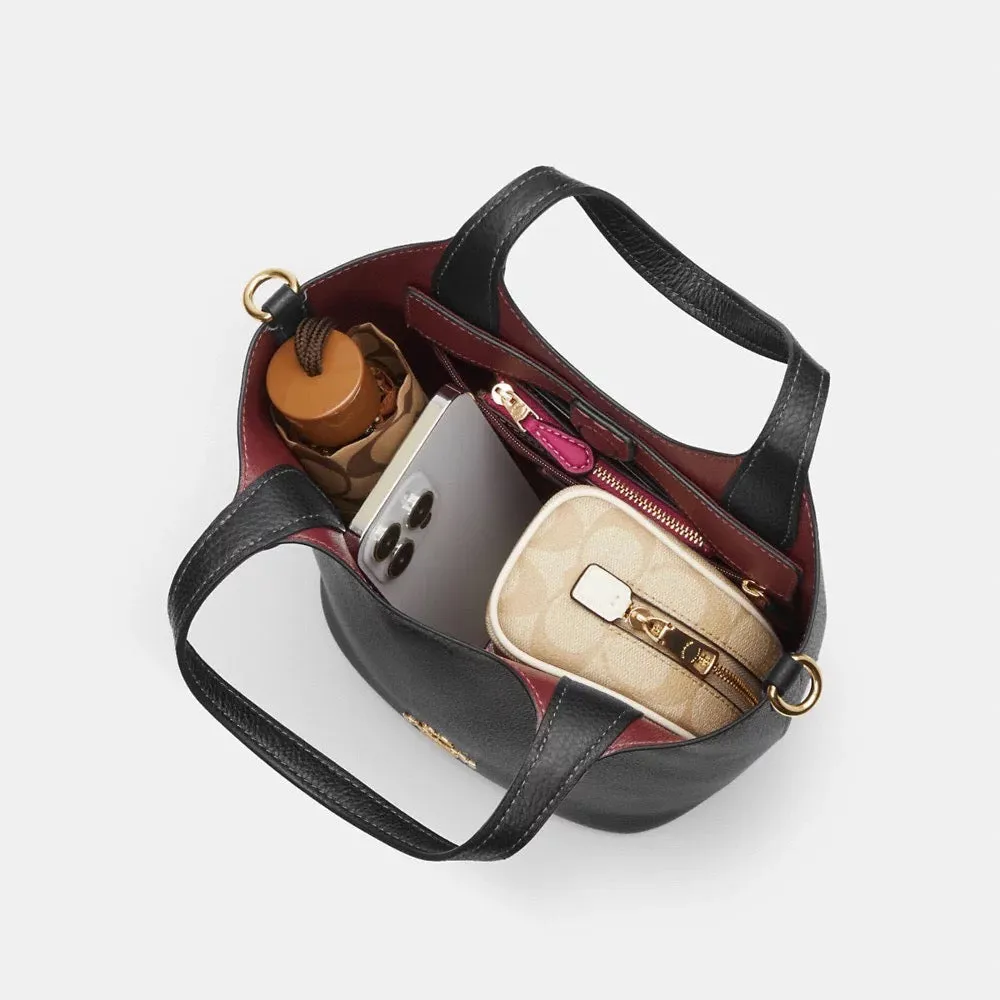 [INCOMING ETA 30 DAYS] COACH Hanna Bucket Bag In Signature Canvas in Walnut/Black (CAF16)
