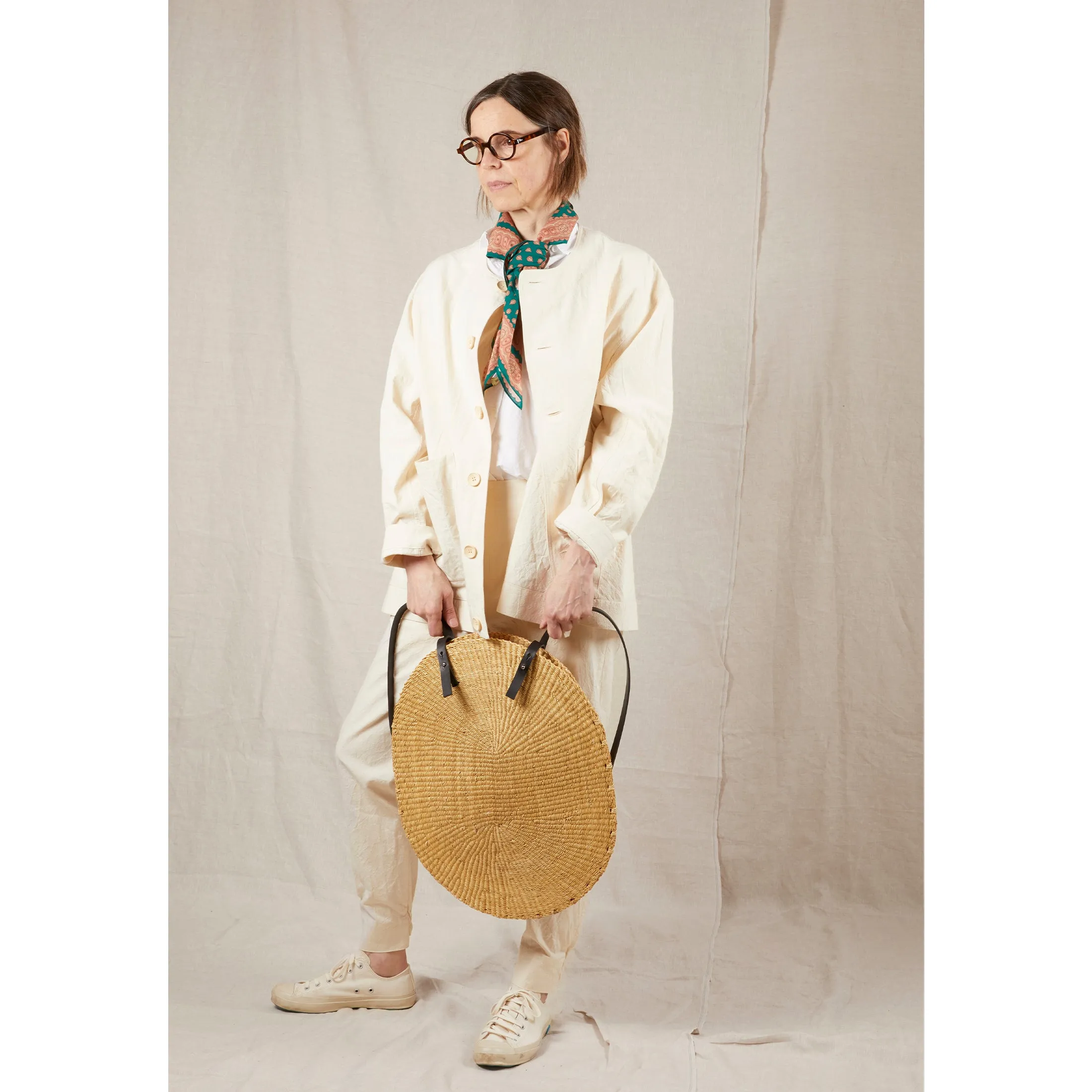 Ines Bressand No9 Oval Backpack in Natural Black