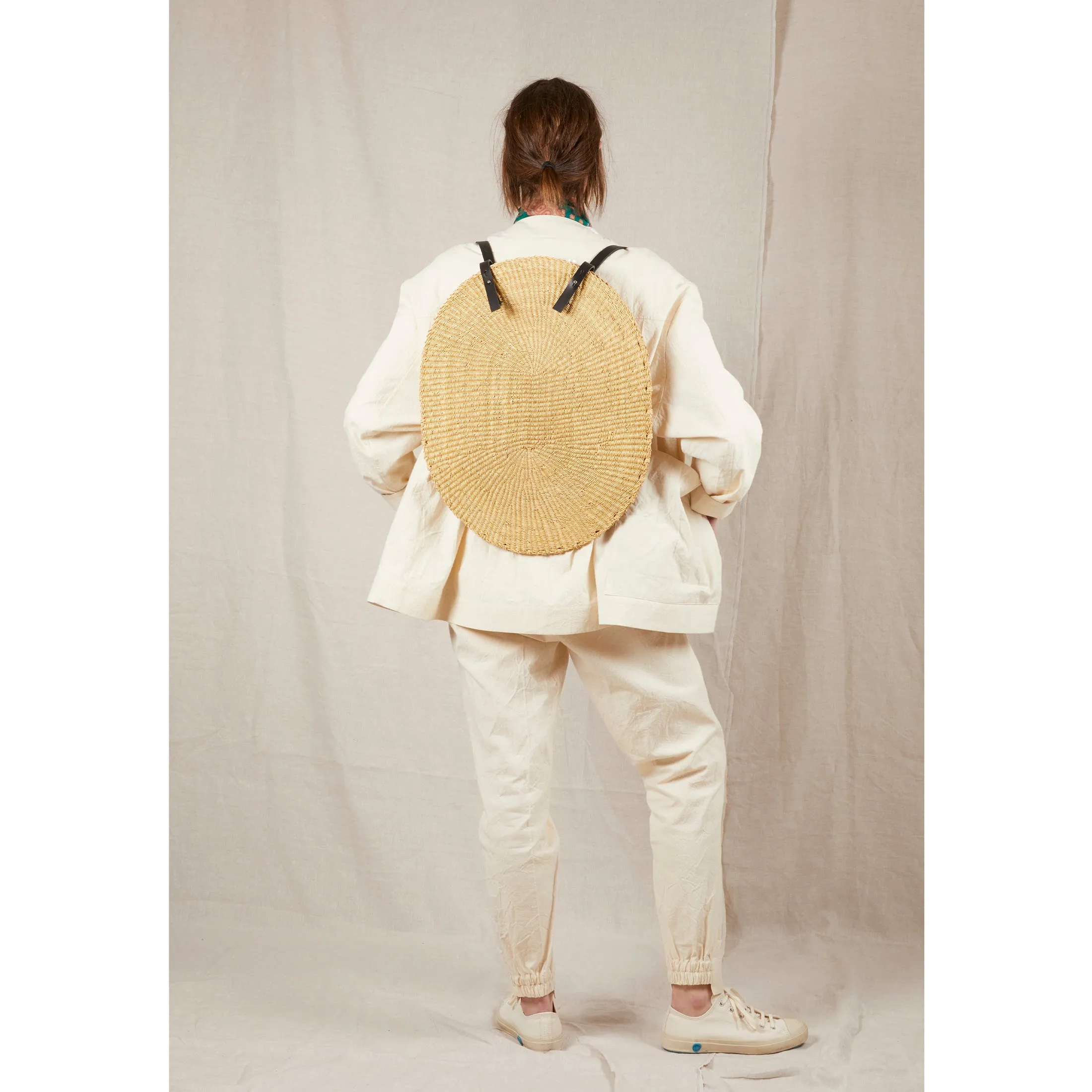 Ines Bressand No9 Oval Backpack in Natural Black