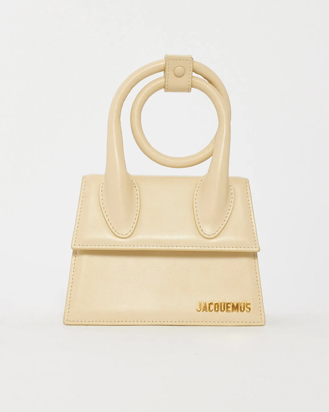 Jacquemus Cream Leather 'Le Chiquito Nœud' Bag