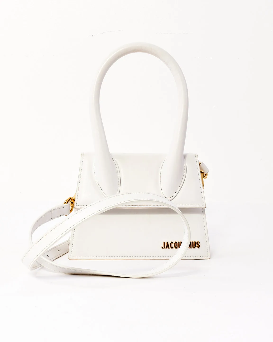 Jacquemus White Leather ‘Le Moyen Chiquito’ Bag