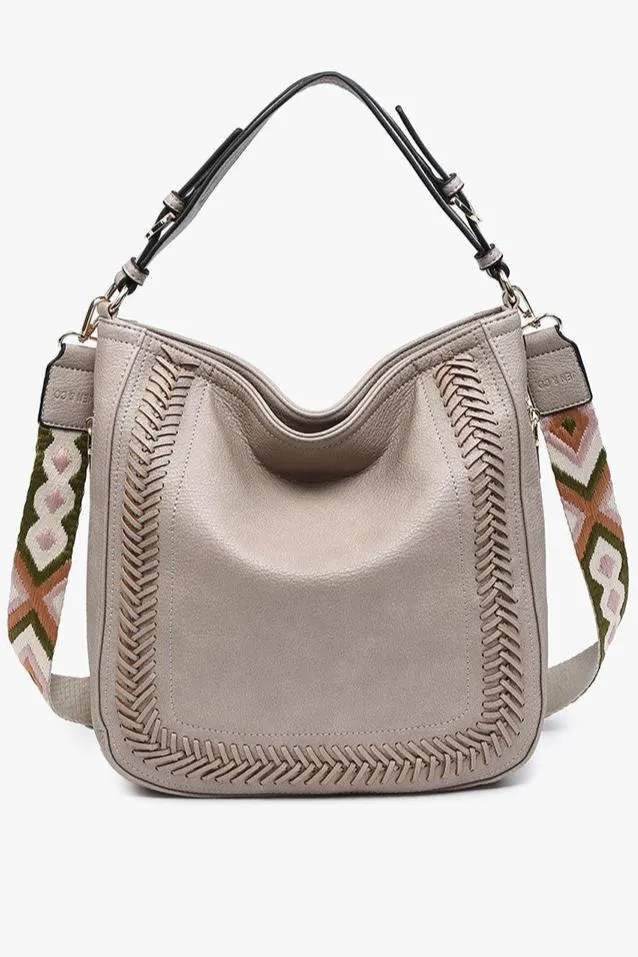 JEN & CO Aris Whipstitch Hobo w/Guitar Strap
