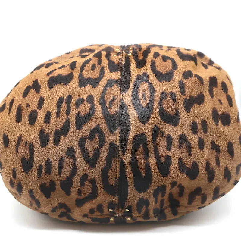 Jerome Dreyfuss Alain Bucket Bag Leopard Print Calf Hair Large Shoulder Bag