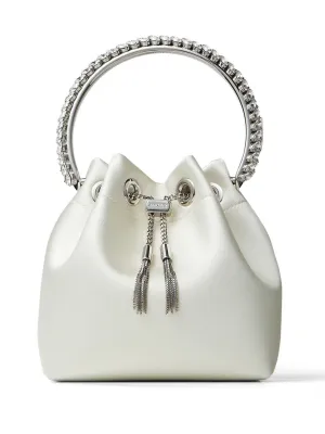 Jimmy Choo Bon Bon Ivory White Leather Bucket Bag