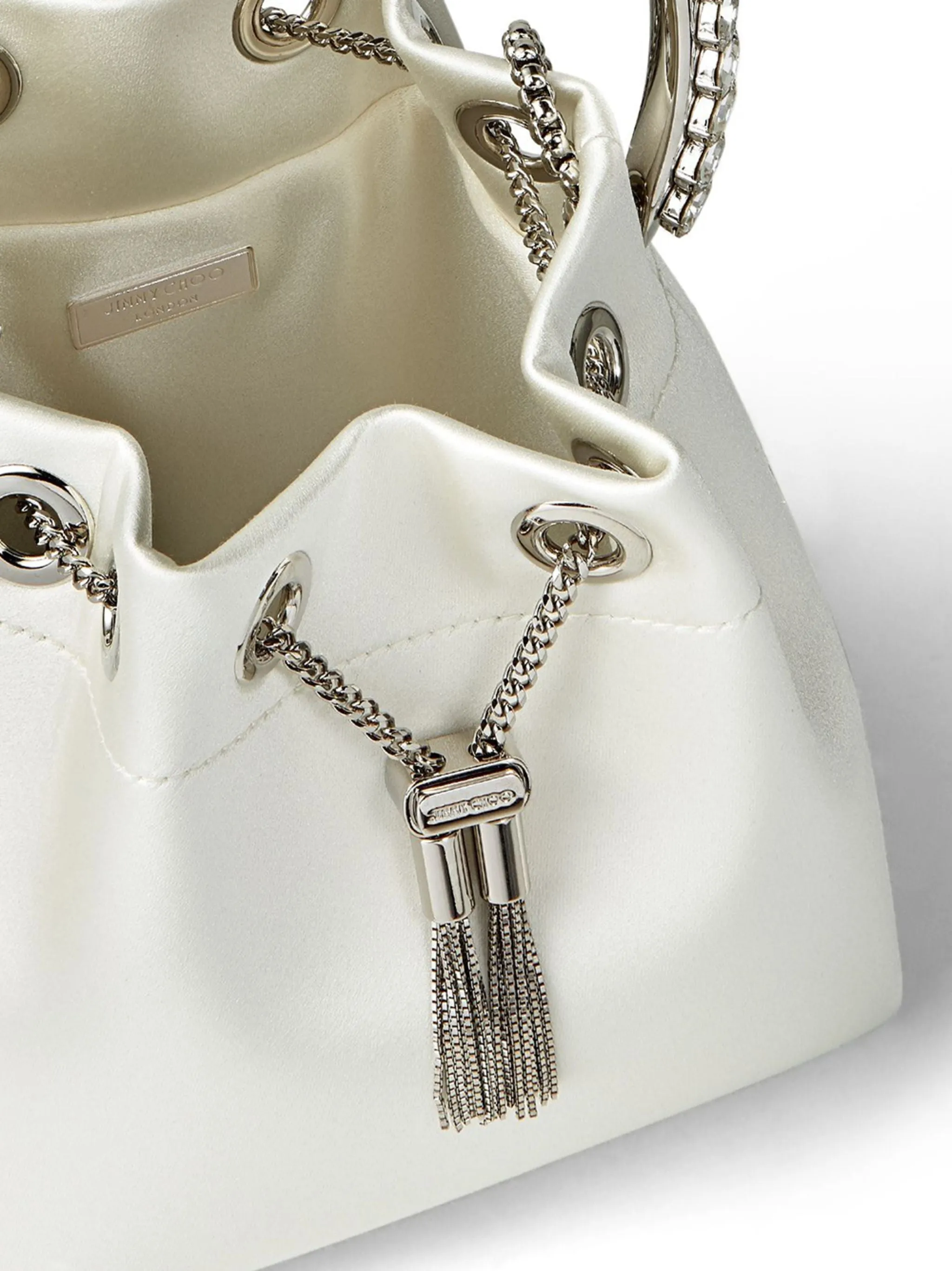 Jimmy Choo Bon Bon Ivory White Leather Bucket Bag