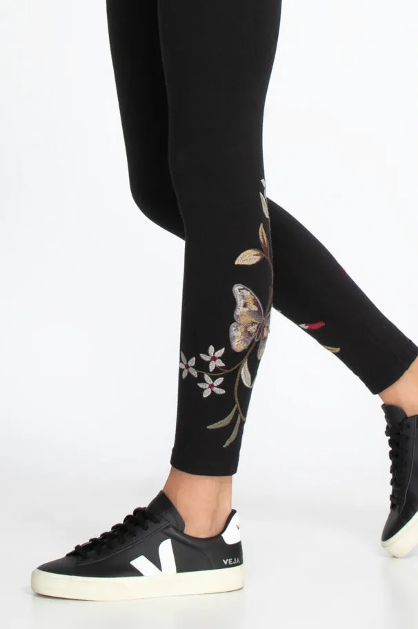 Johnny Was Legging Penelope Leggings Leopard Embroidery Floral Pants Medium NEW