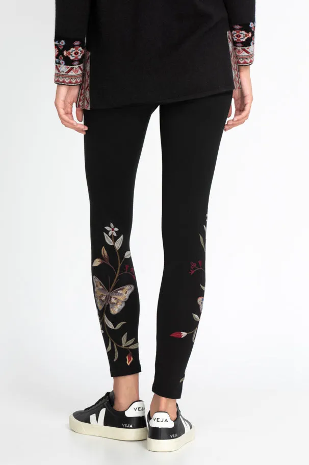 Johnny Was Legging Penelope Leggings Leopard Embroidery Floral Pants Medium NEW