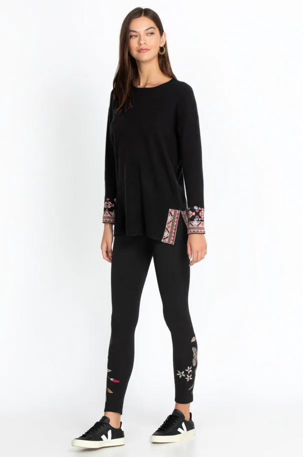 Johnny Was Legging Penelope Leggings Leopard Embroidery Floral Pants Medium NEW