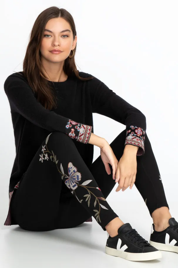 Johnny Was Legging Penelope Leggings Leopard Embroidery Floral Pants Medium NEW