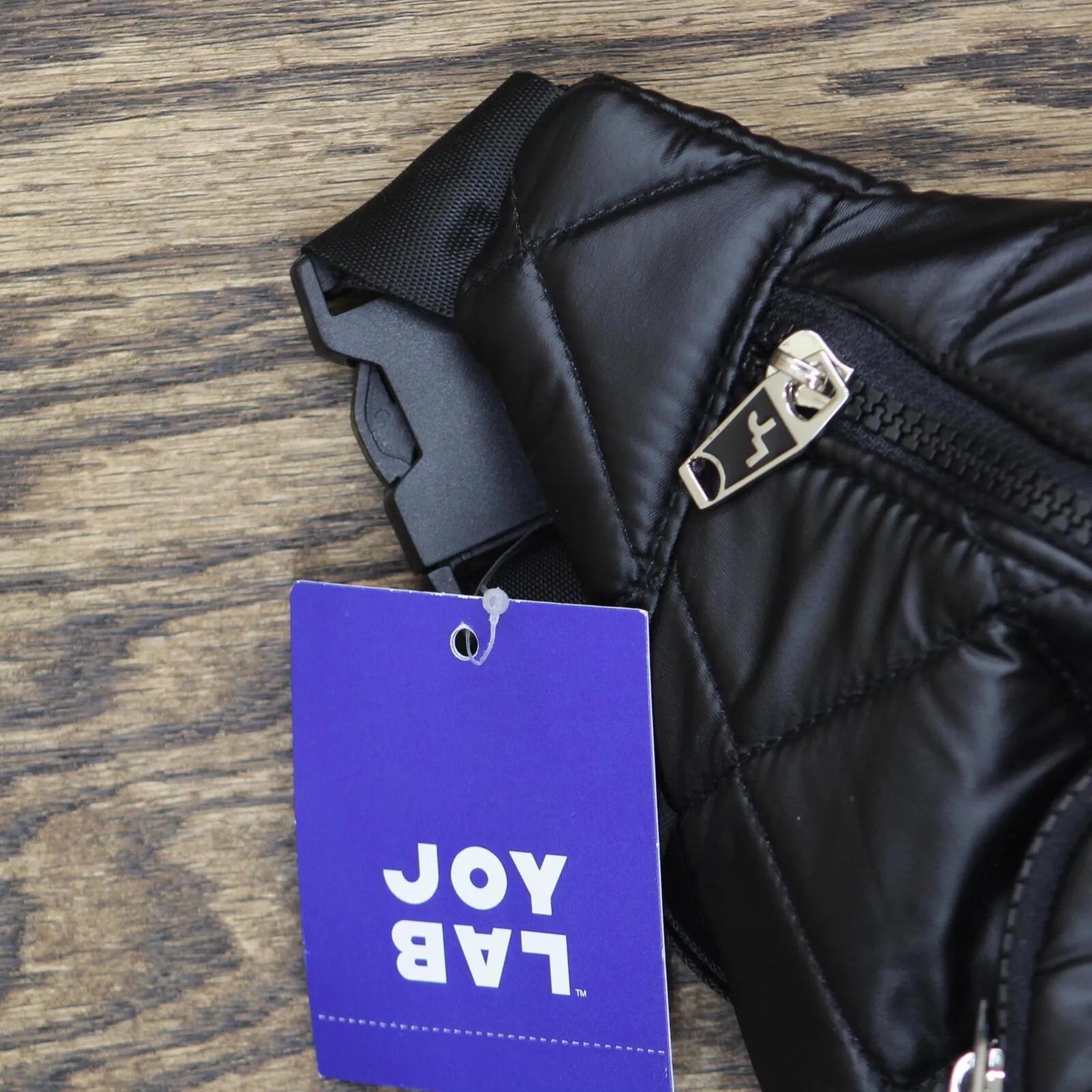 JoyLab Women's Pearlized Quilted Nylon Fanny Pack TA238 Black One Size