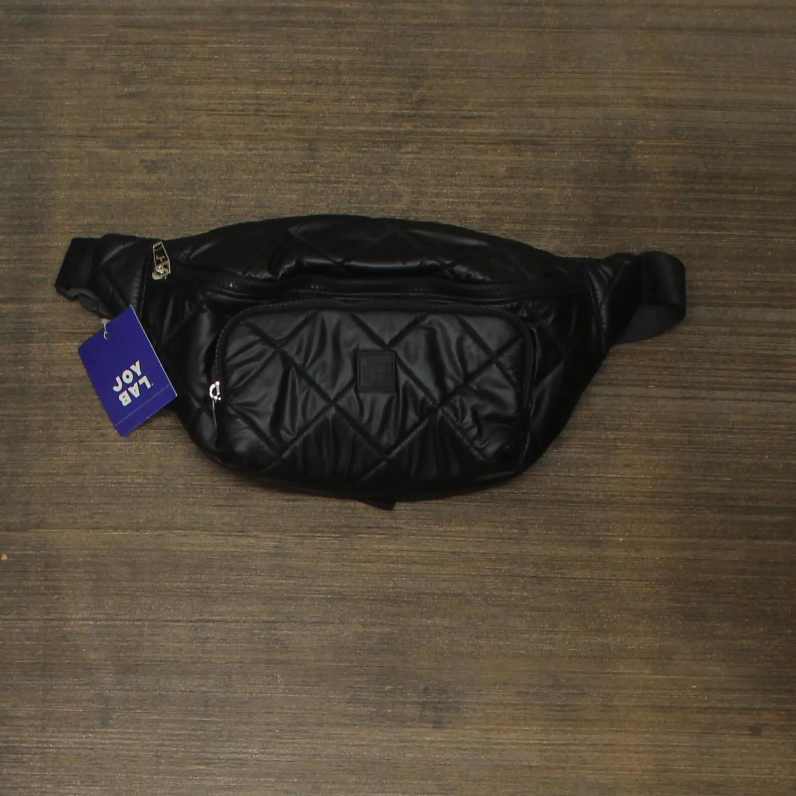 JoyLab Women's Pearlized Quilted Nylon Fanny Pack TA238 Black One Size