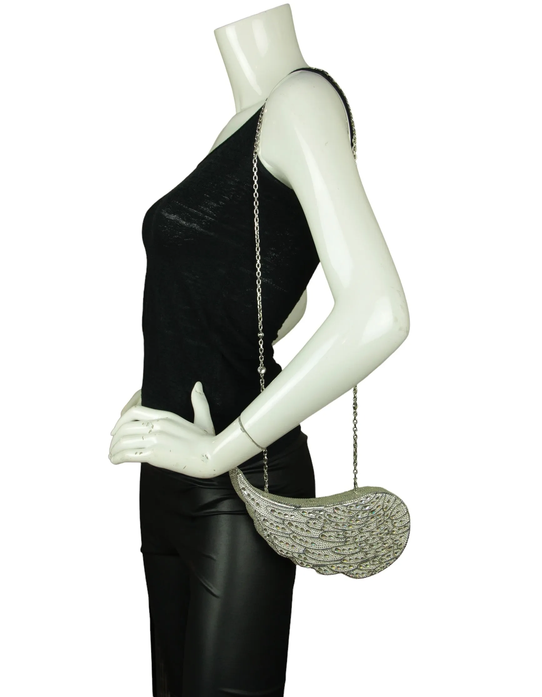Judith Leiber Crystal Angel Wing Minaudiere Clutch Bag