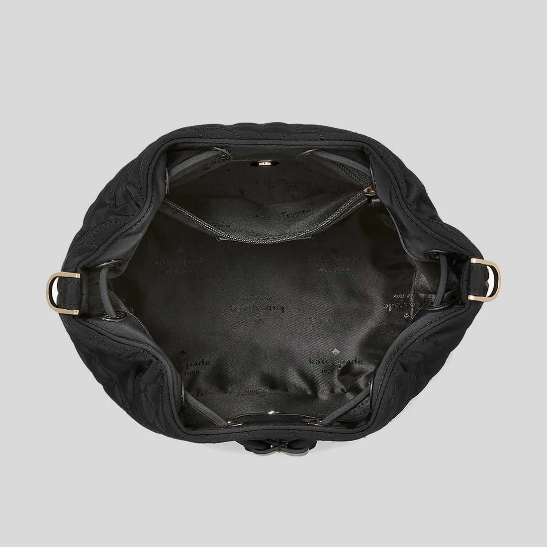 KATE SPADE Spade Flower Quilted Fabric Bucket Bag Black RB-KK076
