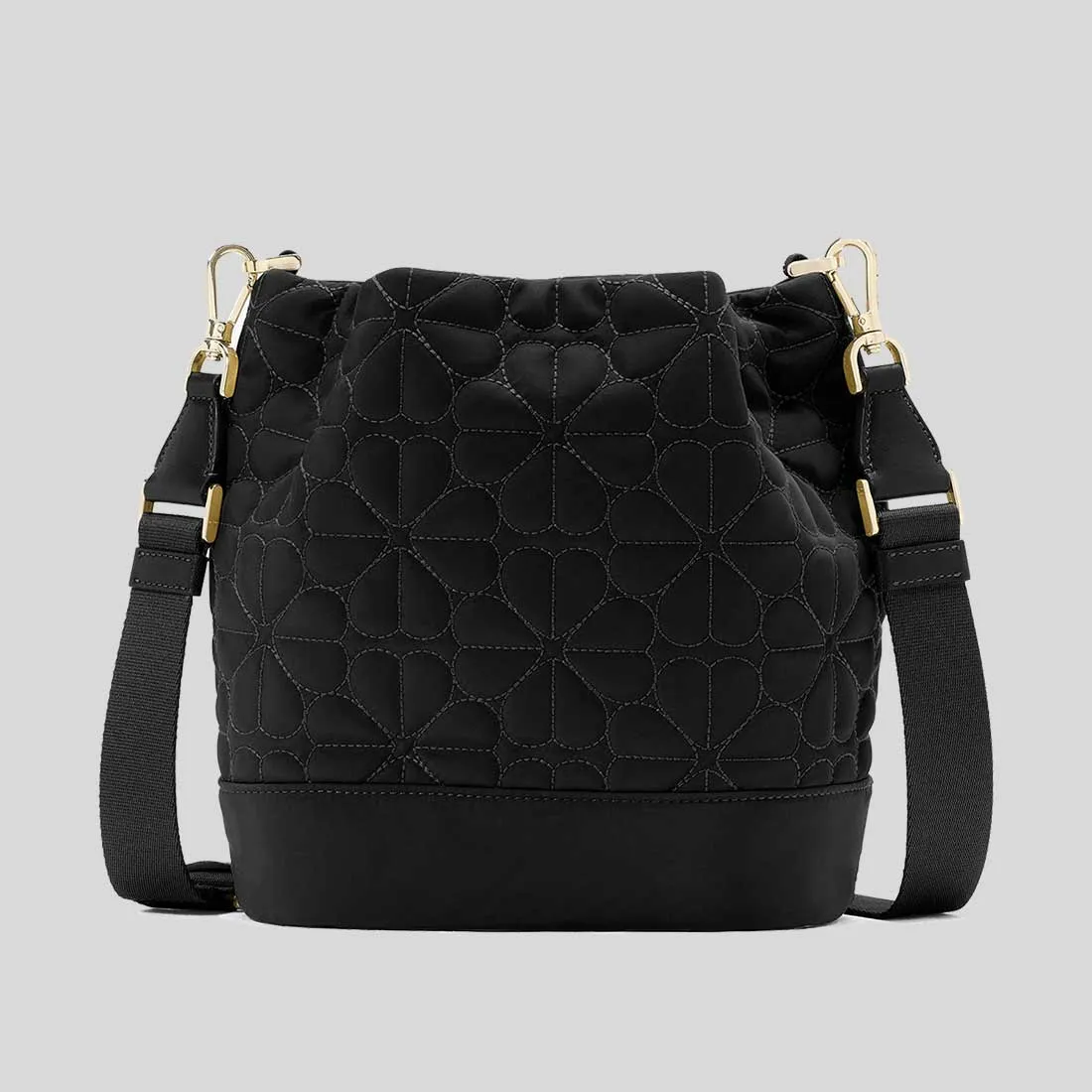 KATE SPADE Spade Flower Quilted Fabric Bucket Bag Black RB-KK076