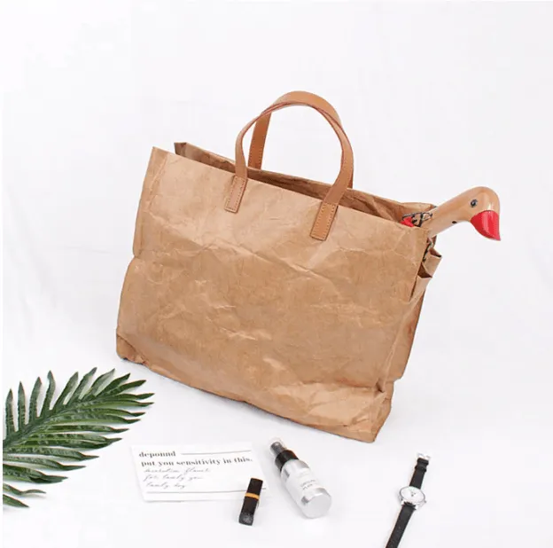 Kraft Paper & Leather Totes