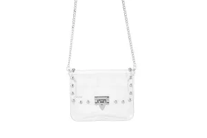 Ladies Clear See Thru Crossbody  Handbag: Silver
