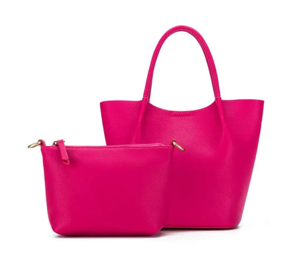 Lara Small Handbag By Black Caviar Hot Pink   White